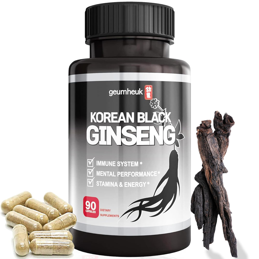 GeumHeuk Korean Black Panax Ginseng capsules - bottle and label
