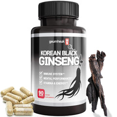 GeumHeuk Korean Black Panax Ginseng capsules - bottle and label