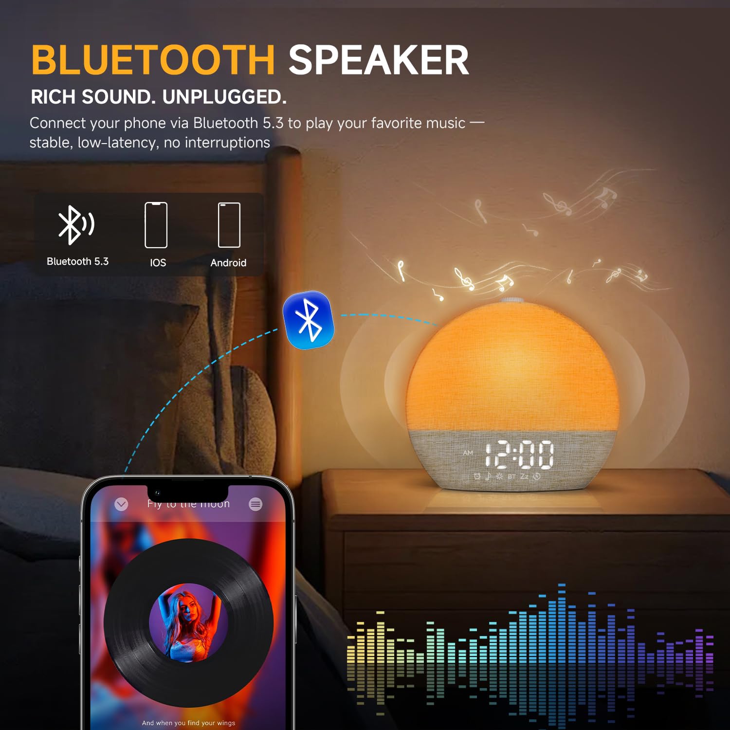 Geuuap Sunrise Alarm Clock Bluetooth speaker streaming calm sounds