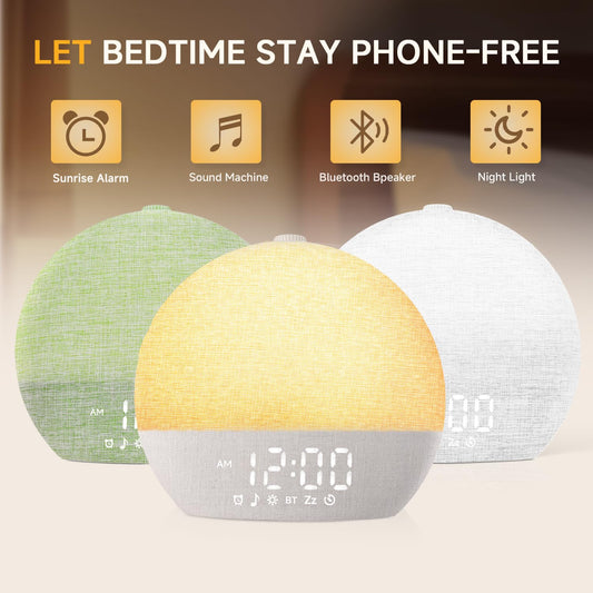 Geuuap Sunrise Alarm Clock top-side controls for easy morning setup