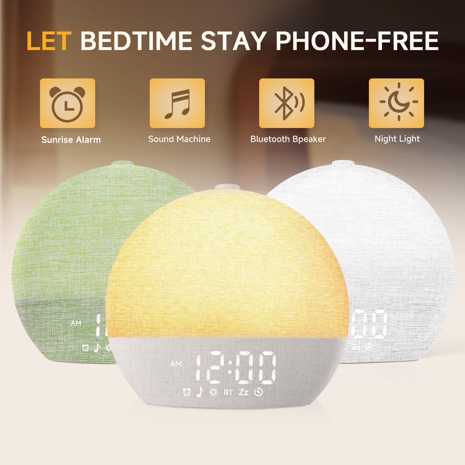 Geuuap Sunrise Alarm Clock top-side controls for easy morning setup