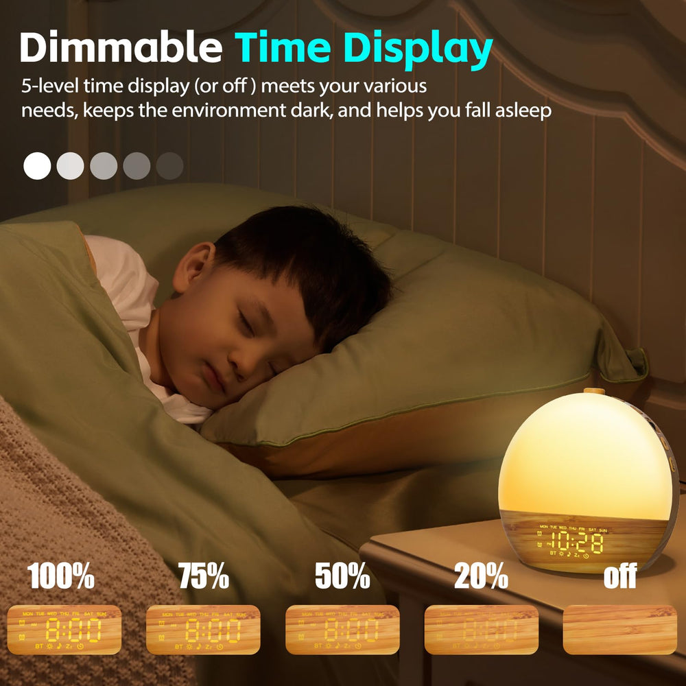 Geuuap wood grain white noise clock Bluetooth speaker for room ambiance