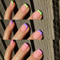 Geyakal five-color French tip nails for versatile styles.