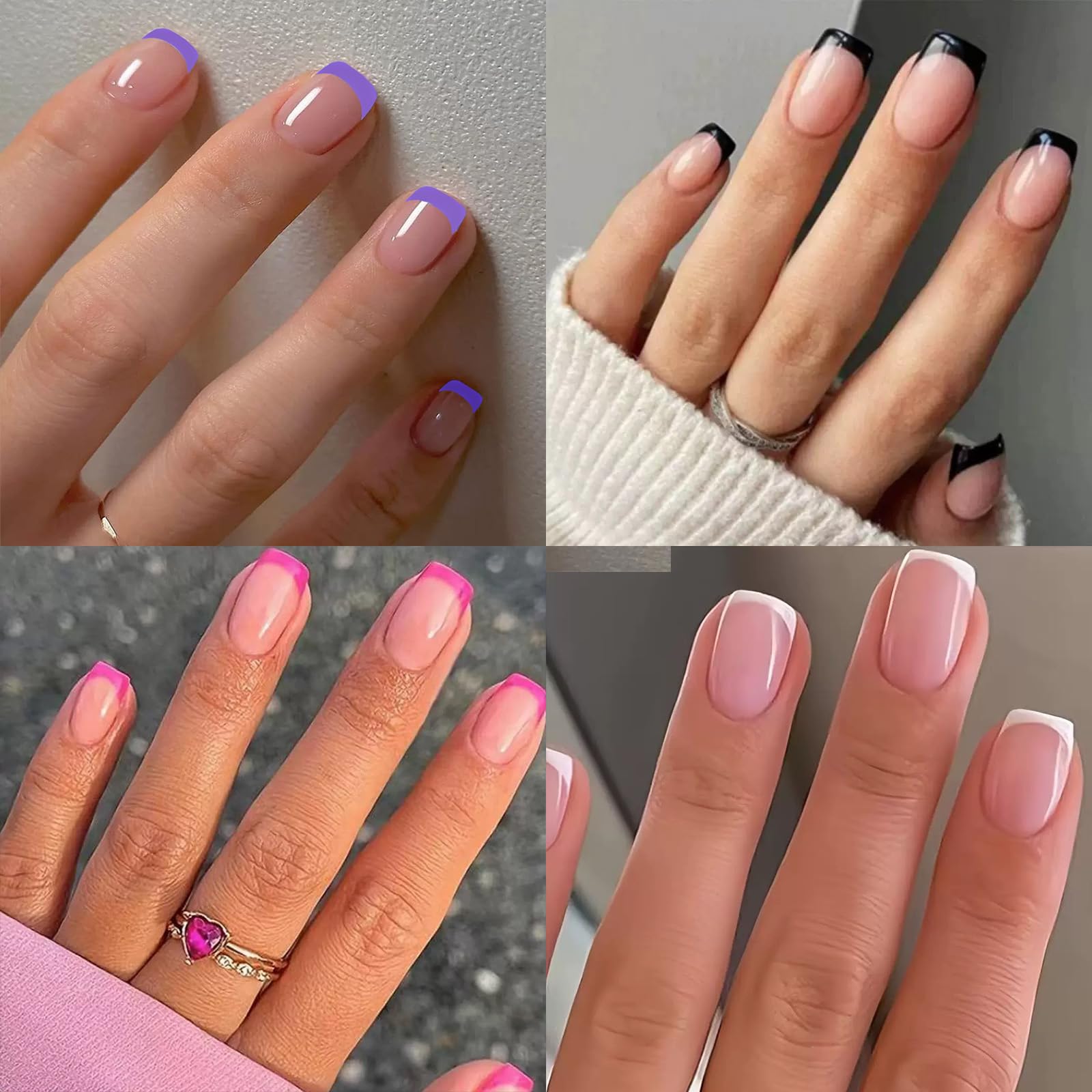 Geyakal packaging displays 240-piece French tip nail set.