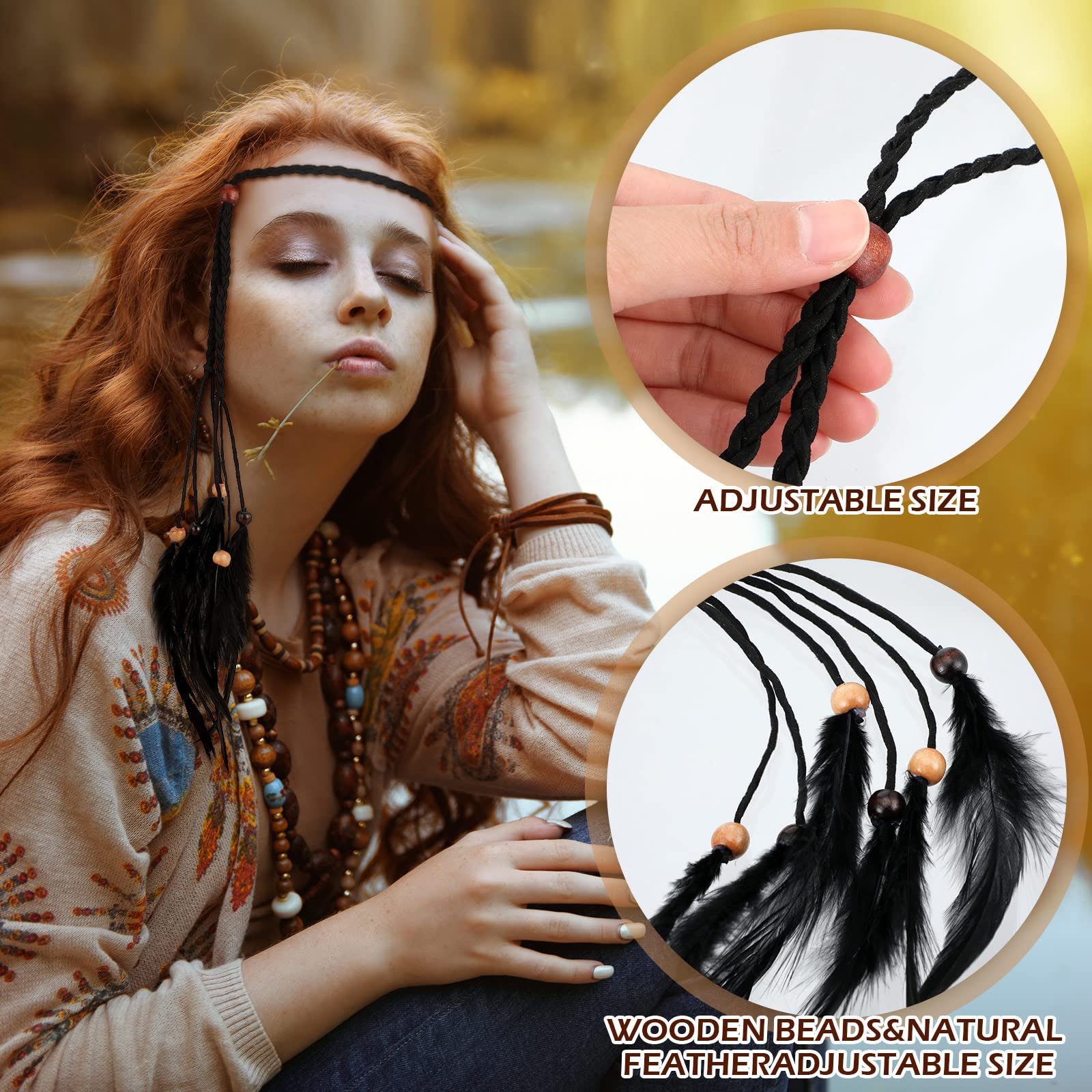 Geyoga feather beads detail showcases natural textures
