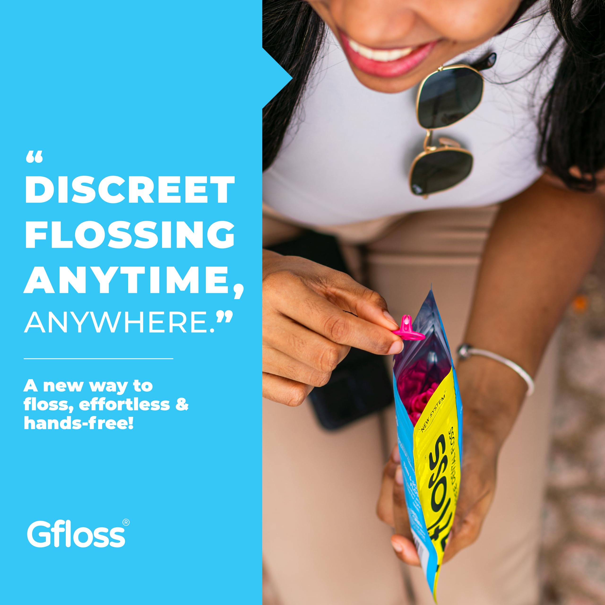 Gfloss thin soft floss designed for tight teeth