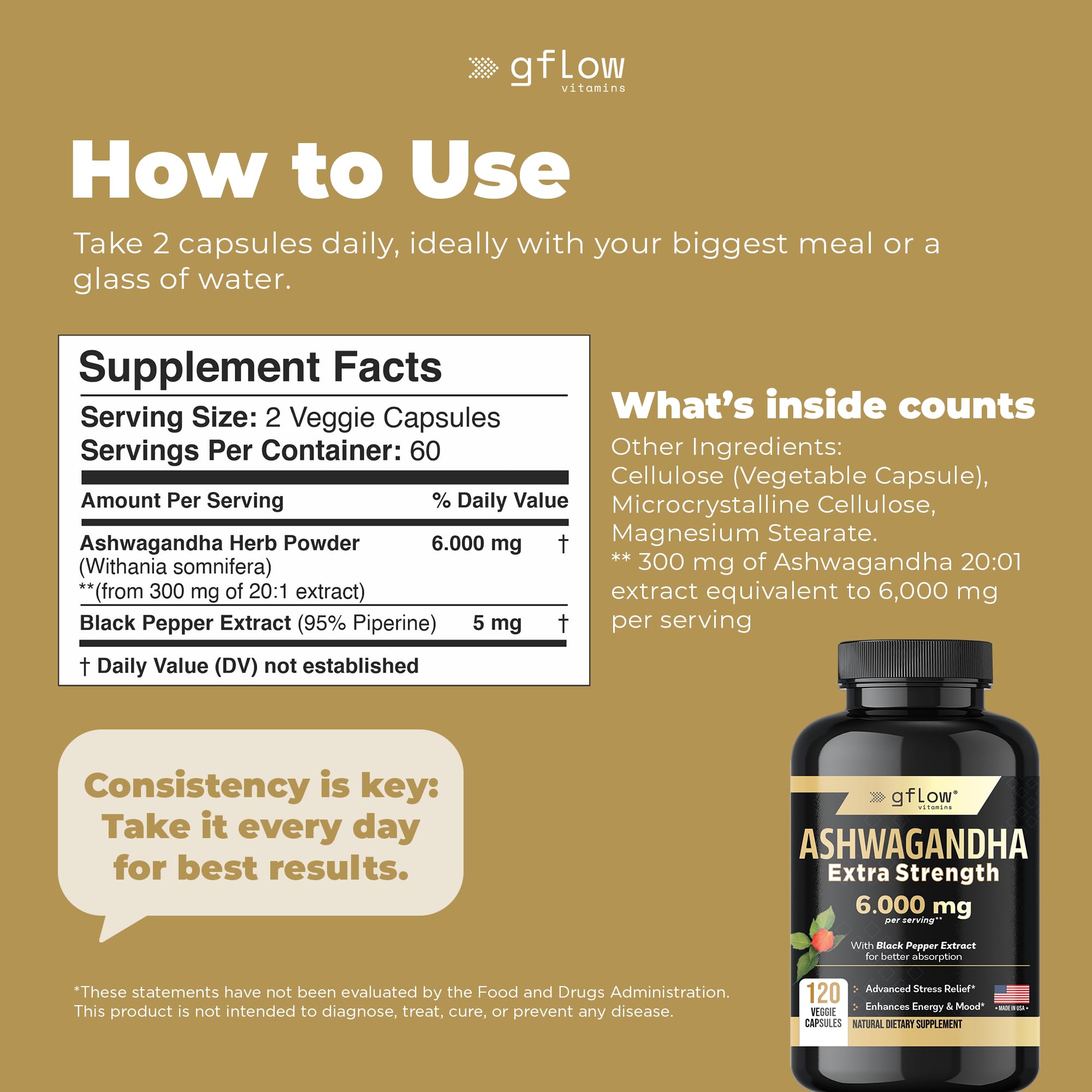 Ashwagandha capsules in bottle