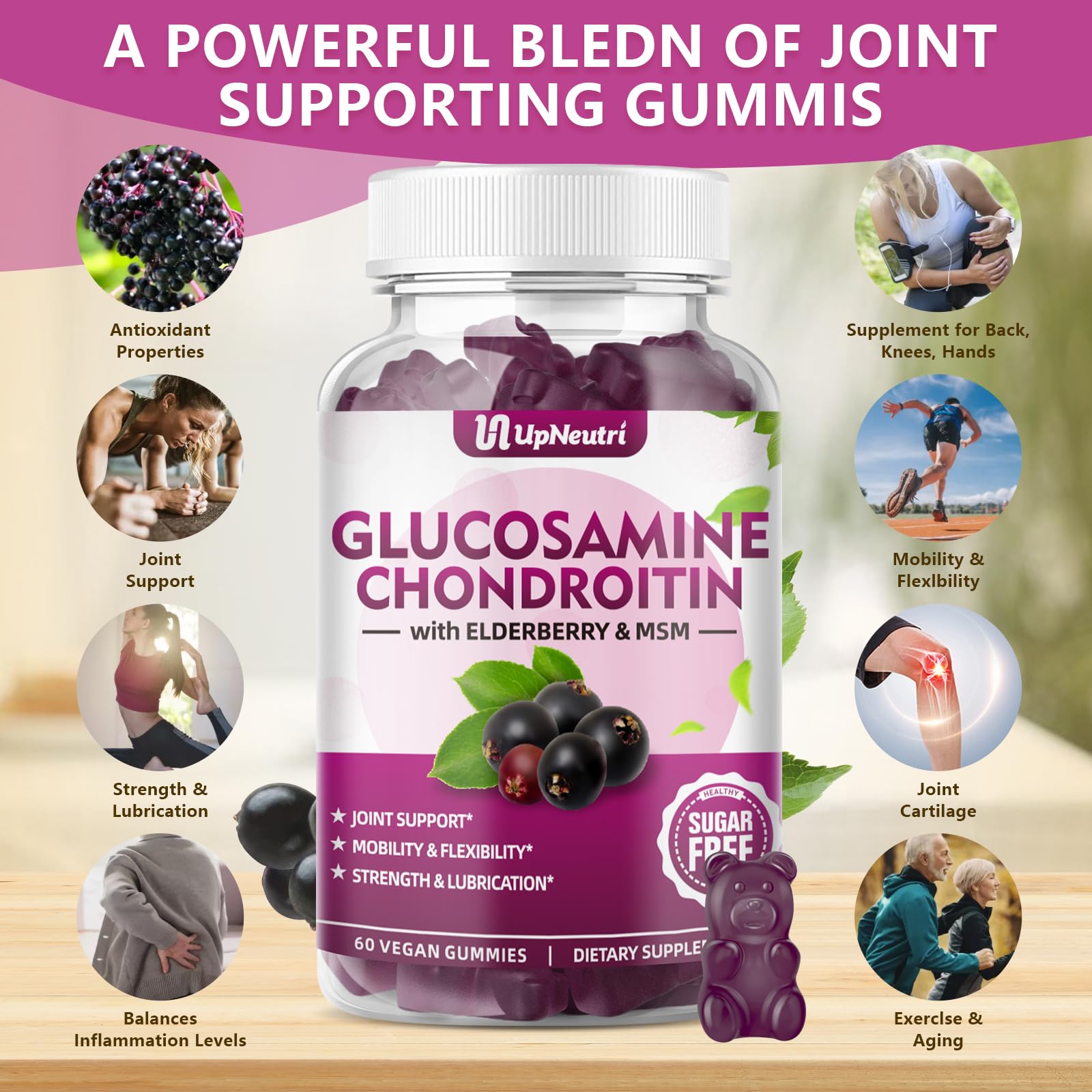 Close-up of GGlucosamine Chondroitin Gummies on white