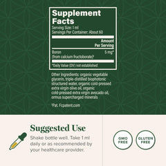 Close-up of boron supplement label