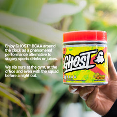 Scooper with GHOST BCAA Lemon Crush powder