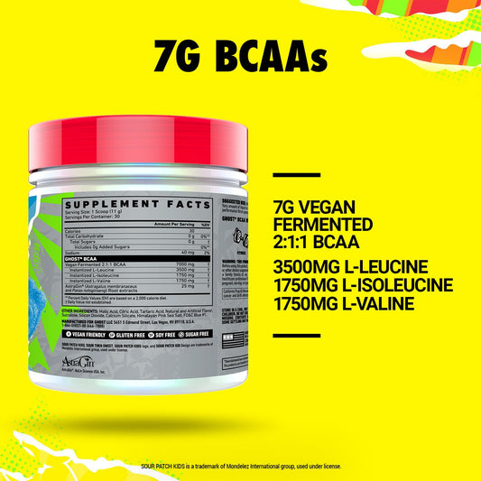 GHOST BCAA Powder bottle with Astragin and transparent label