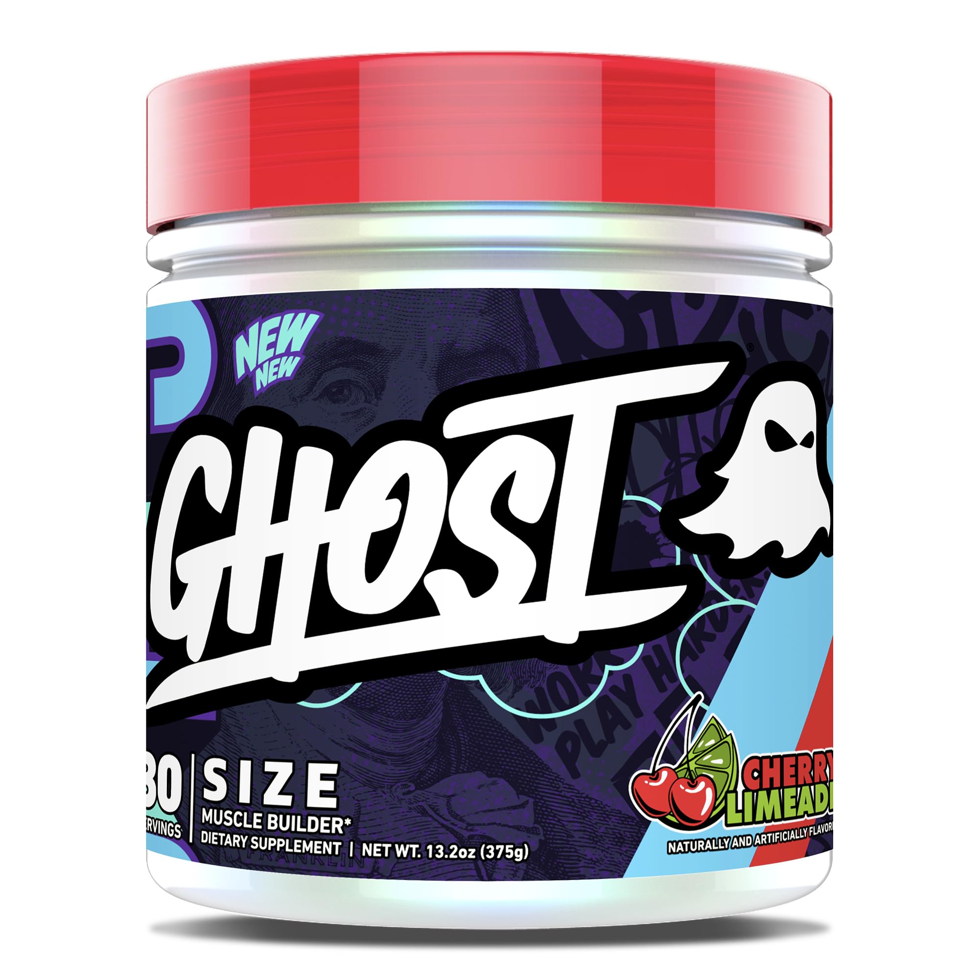 GHOST Size V3 Cherry Limeade Muscle Builder tub with label