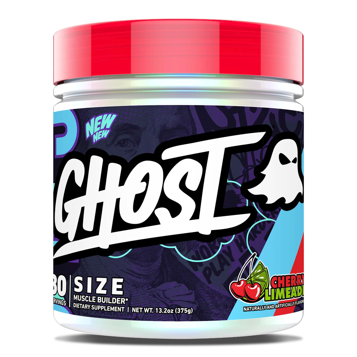 GHOST Size V3 Cherry Limeade Muscle Builder tub with label