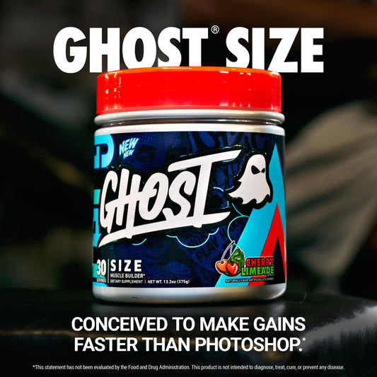 Close-up of GHOST Size V3 ingredient panel on label