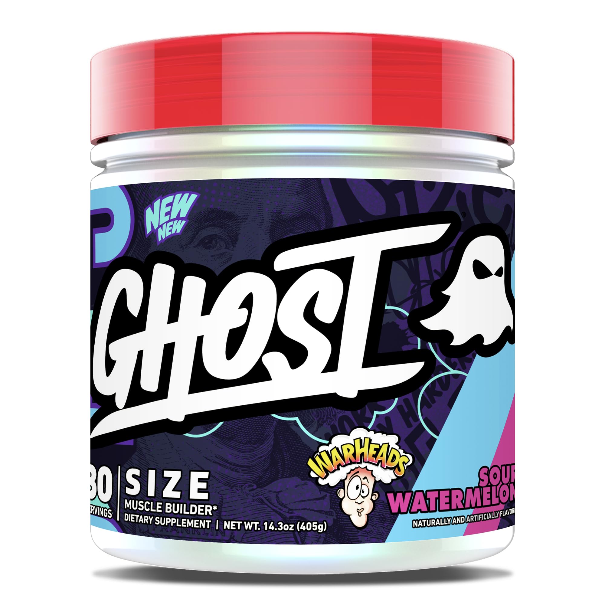 GHOST Size V3 Sour Watermelon muscle builder bottle, 30 servings