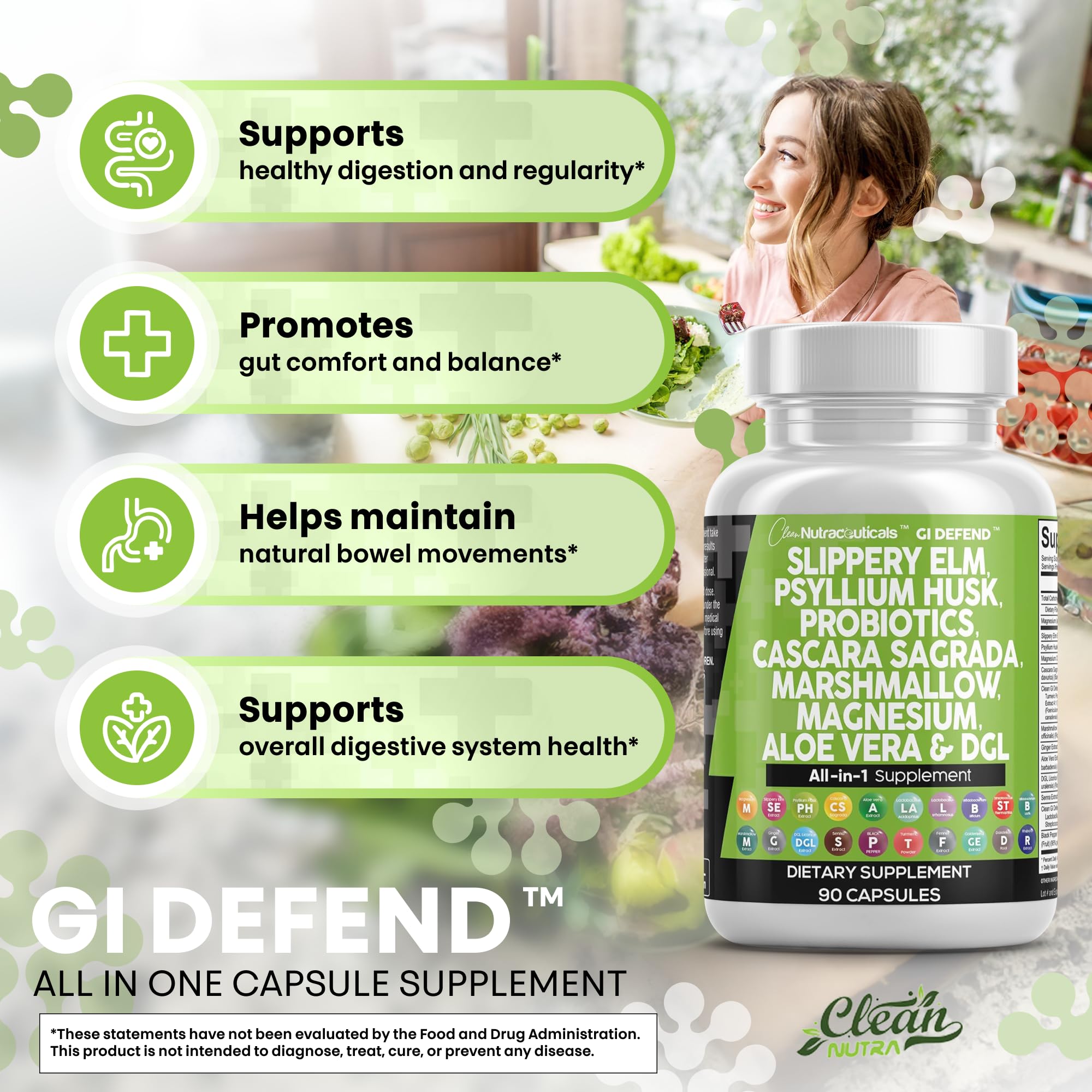 Aloe Vera, Cascara Sagrada, Ginger extract display