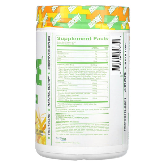 Close-up of GI Juice Pineapple Banana bottle with enzyme details