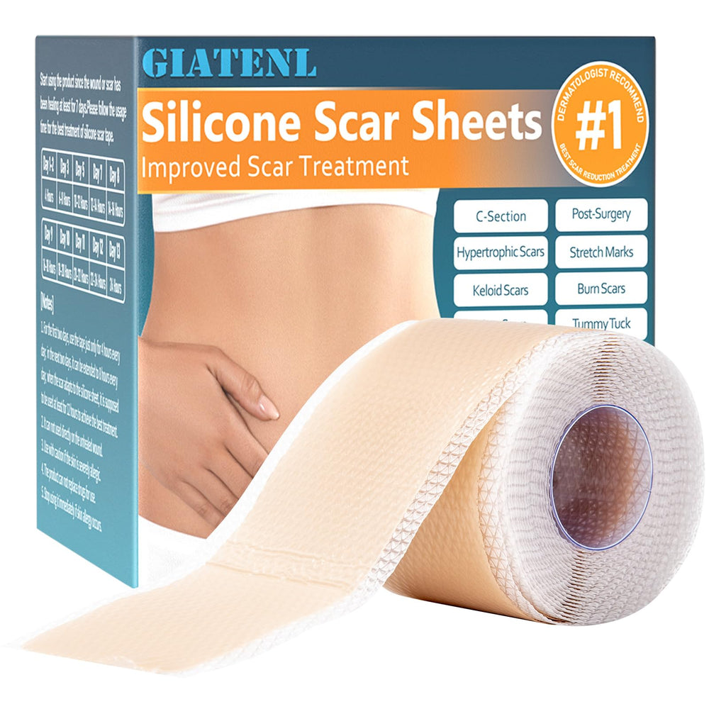 GIATENL silicone scar roll unrolled for at-home scar care and discreet wear.