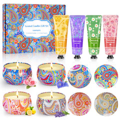 Gift set for women with 4 hand creams and 4 scented candles