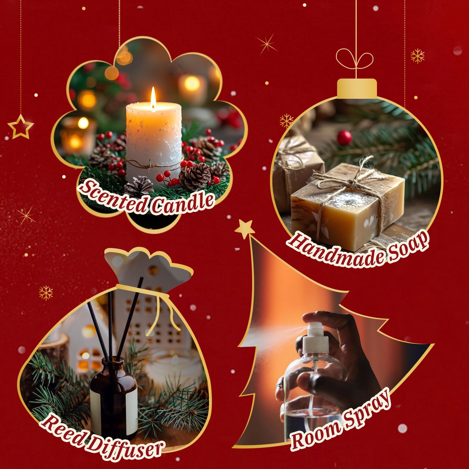 Festive red-and-green gift box containing Christmas Fragrance Oil Set