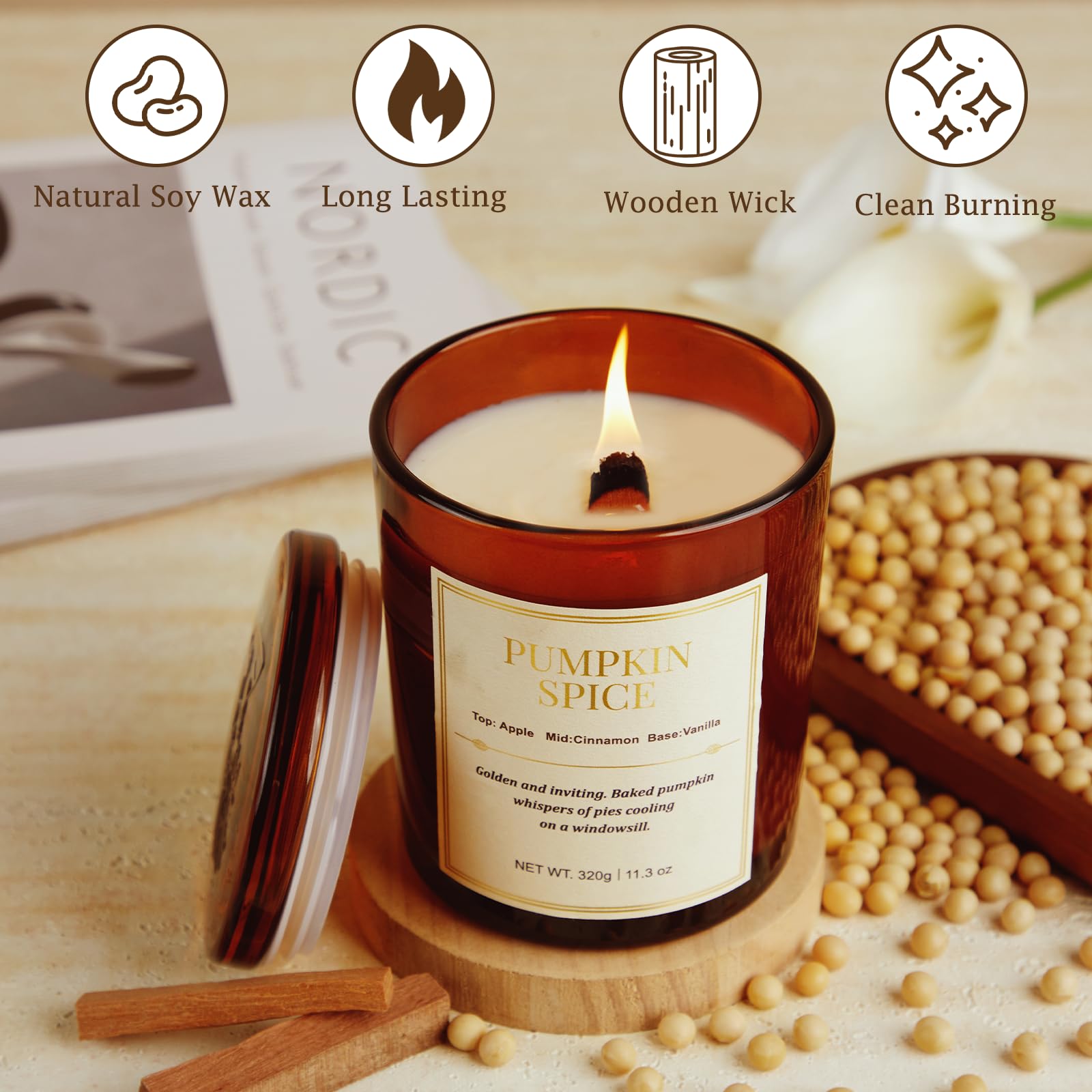 Elegant glass jar candle with premium gift packaging