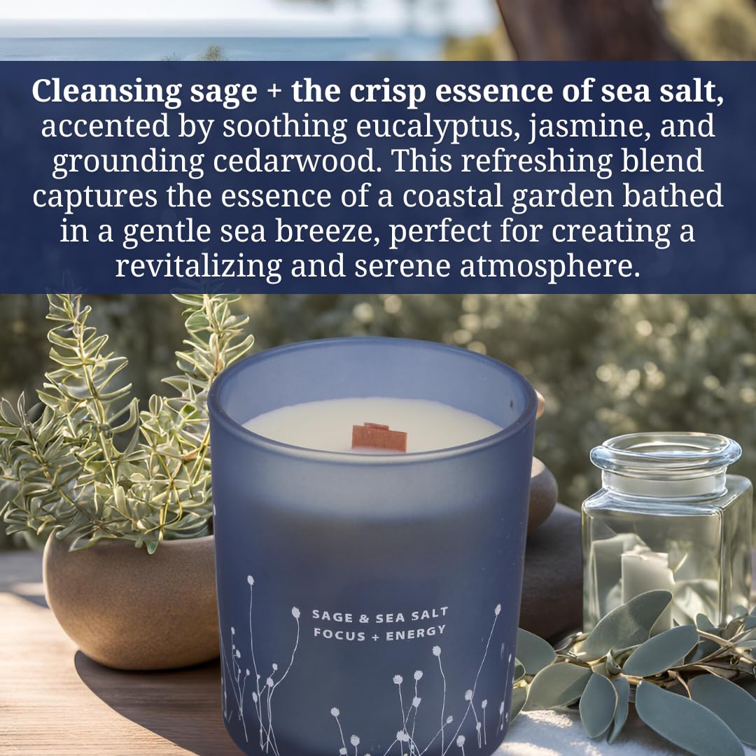 Gift-ready Sage Sea Salt candle with box and lid