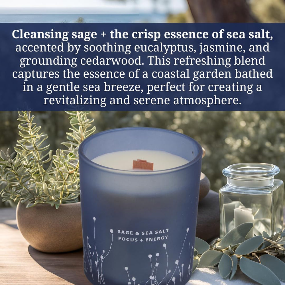 Gift-ready Sage Sea Salt candle with box and lid