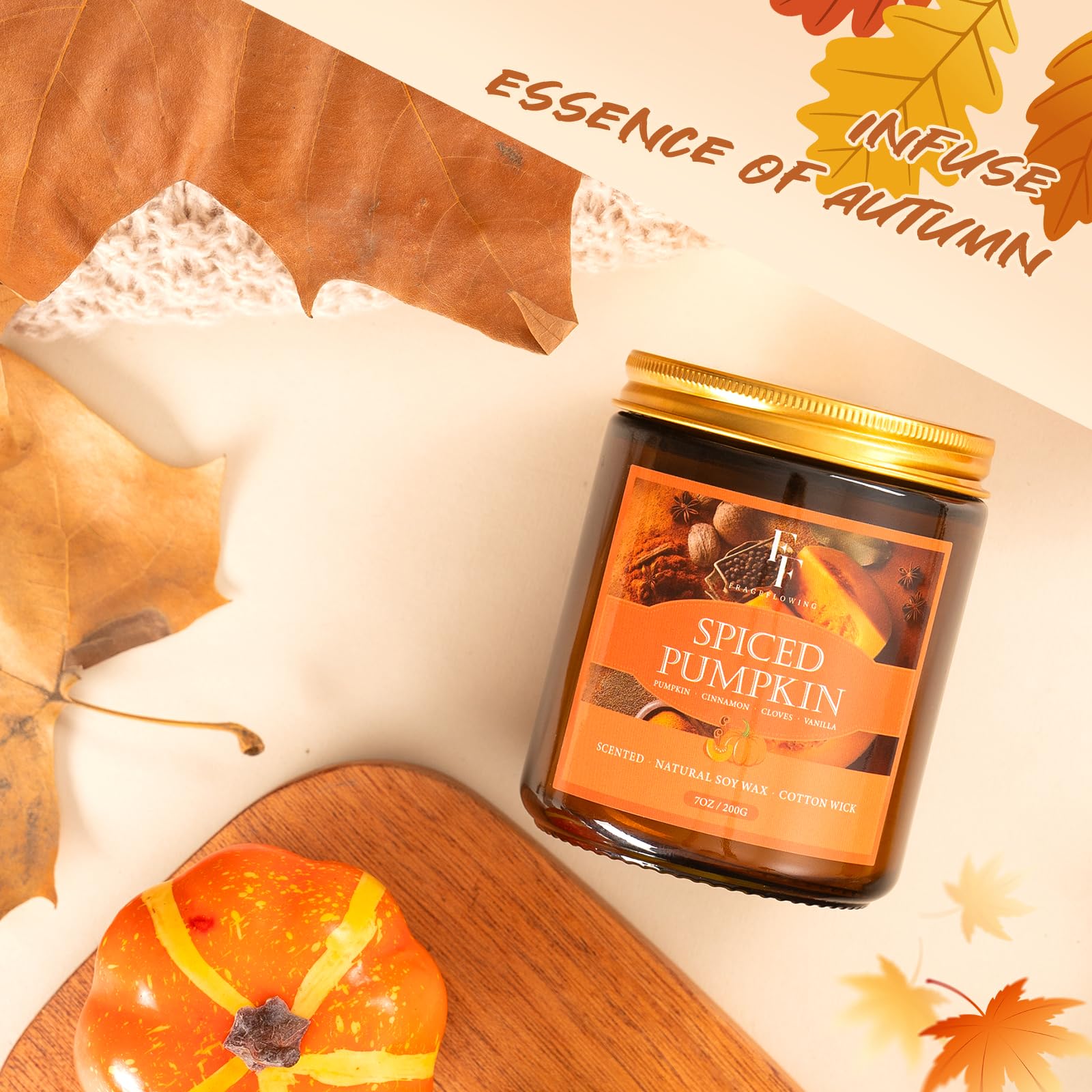 Elegant autumn gift packaging for the candle