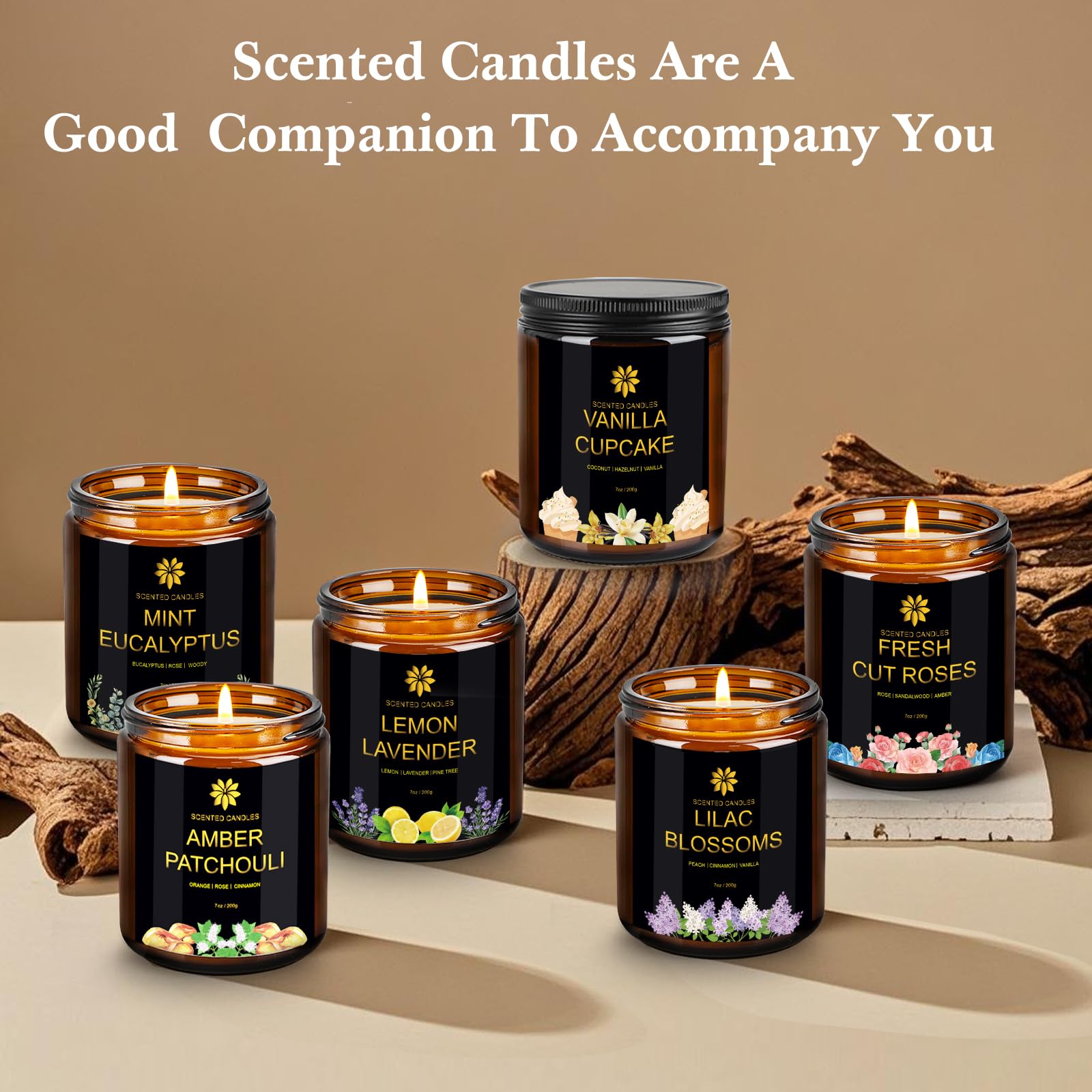 Gift-ready scented candle set packaging for birthdays or Mother's Day