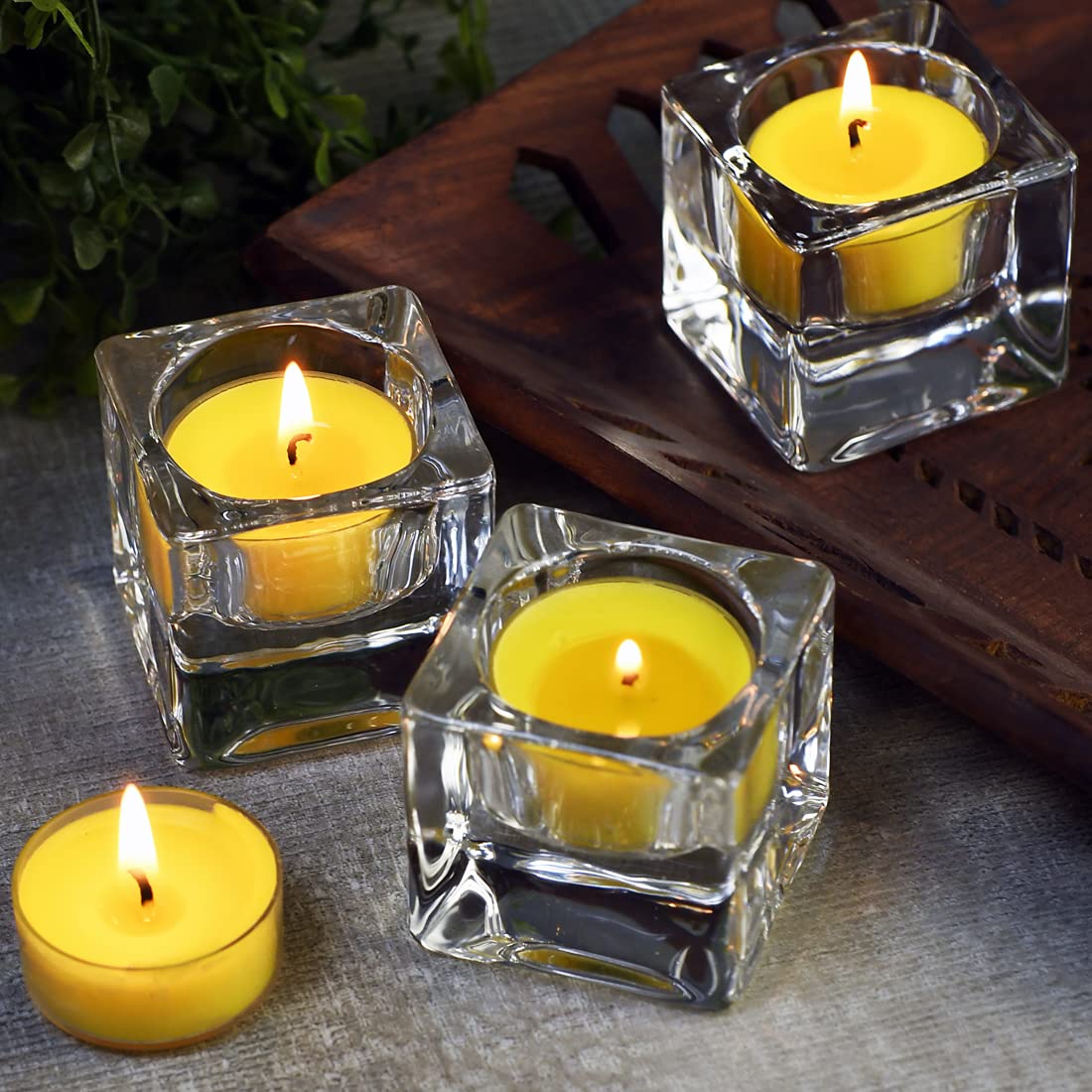Gift-ready lemon scented tea light candles