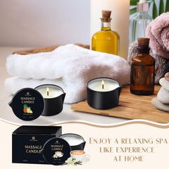 Gift-ready massage oil candle trio packaging