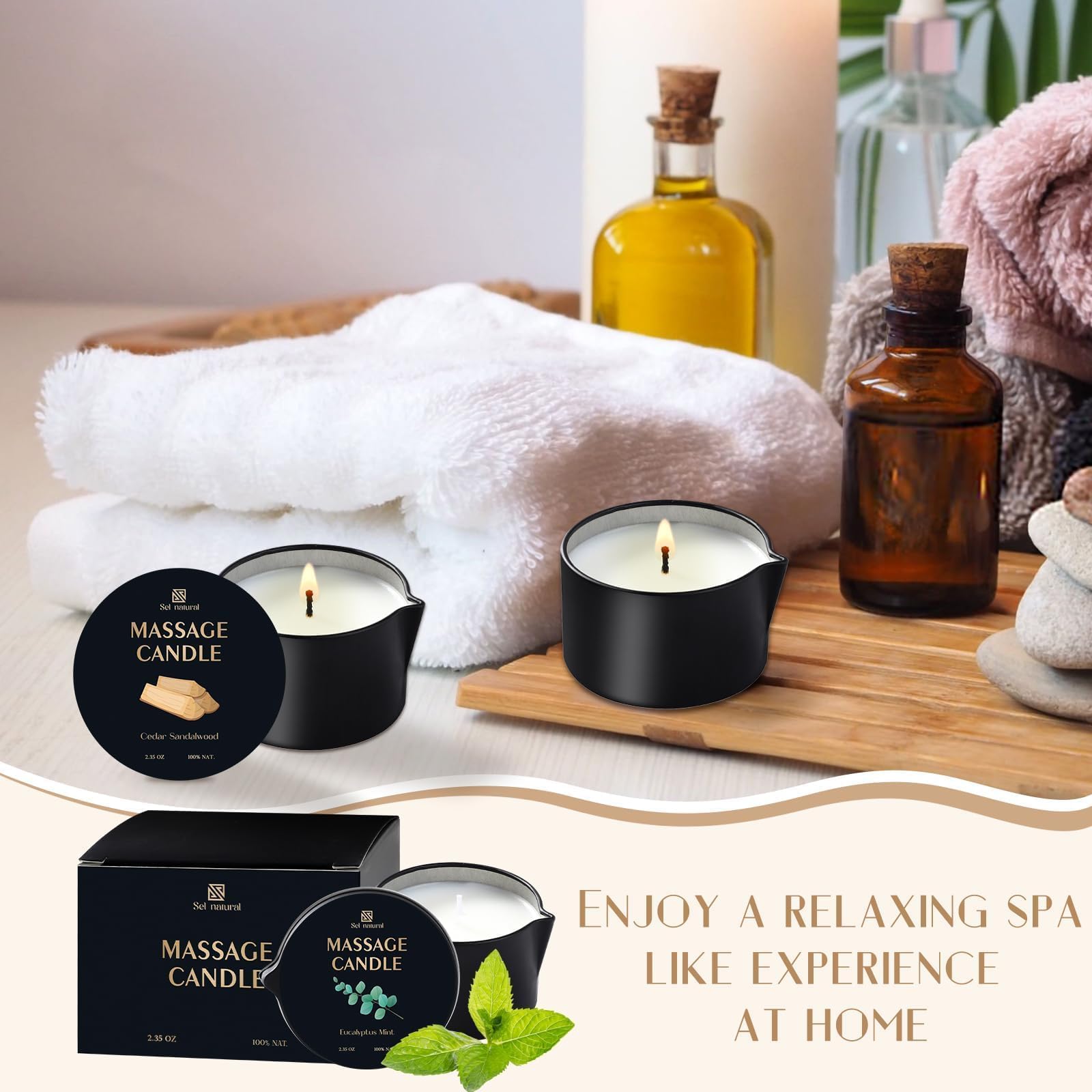 Gift-ready packaging for massage oil candles