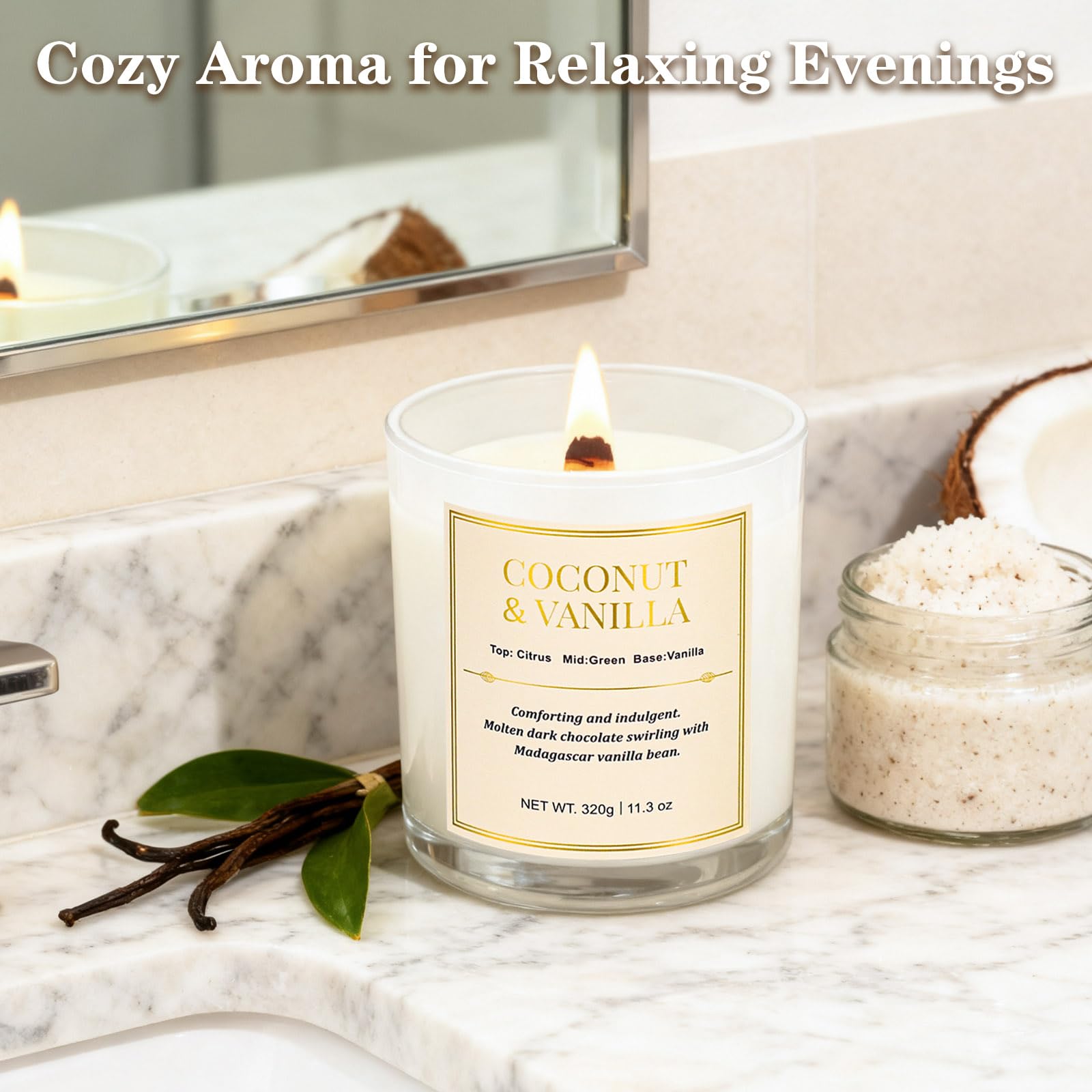 Elegant white glass jars in a gift-ready candle set