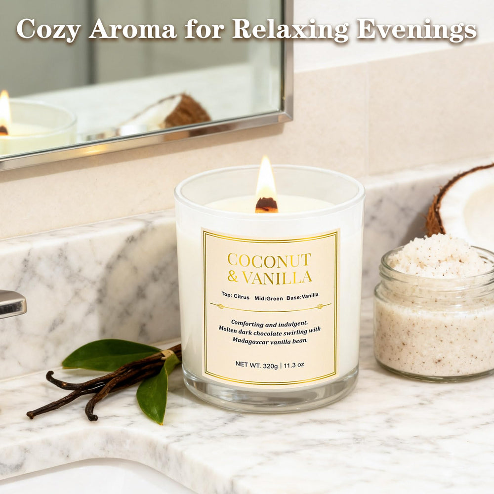 Elegant white glass jars in a gift-ready candle set
