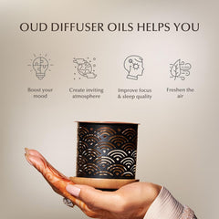 Gift set packaging with oud oils for diffuser