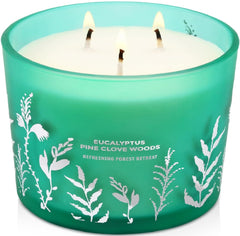 GiftaWay Eucalyptus Pine Clove Woods candle jar delivers forest freshness for living room ambience.