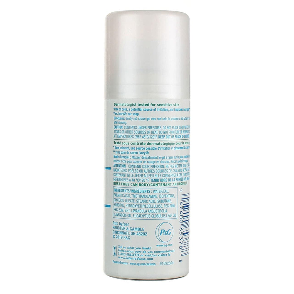 Gillette Satin Care Ultra Sensitive packaging highlights dye-free formula.