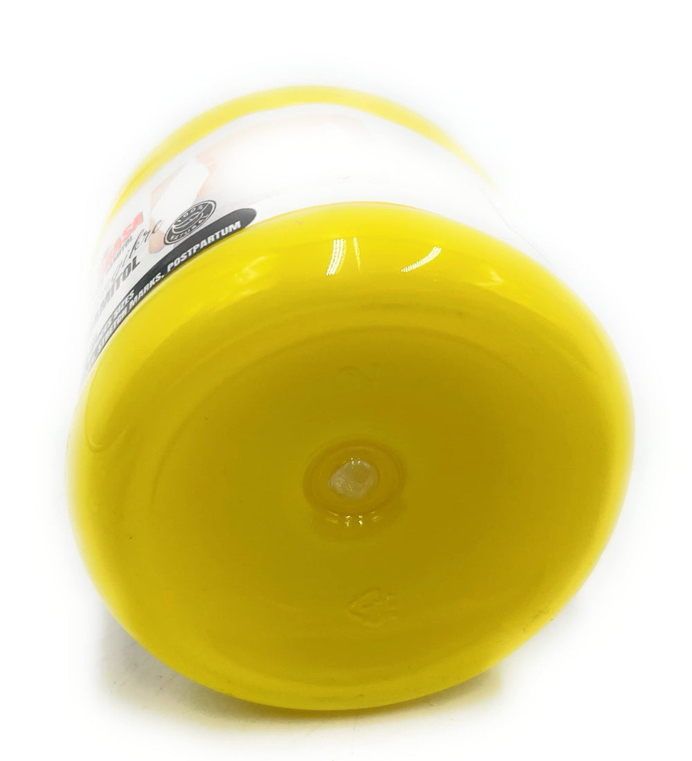 Product packaging with cap and nozzle close-up