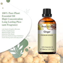 Ginger essential oil bottle with dropper close-up