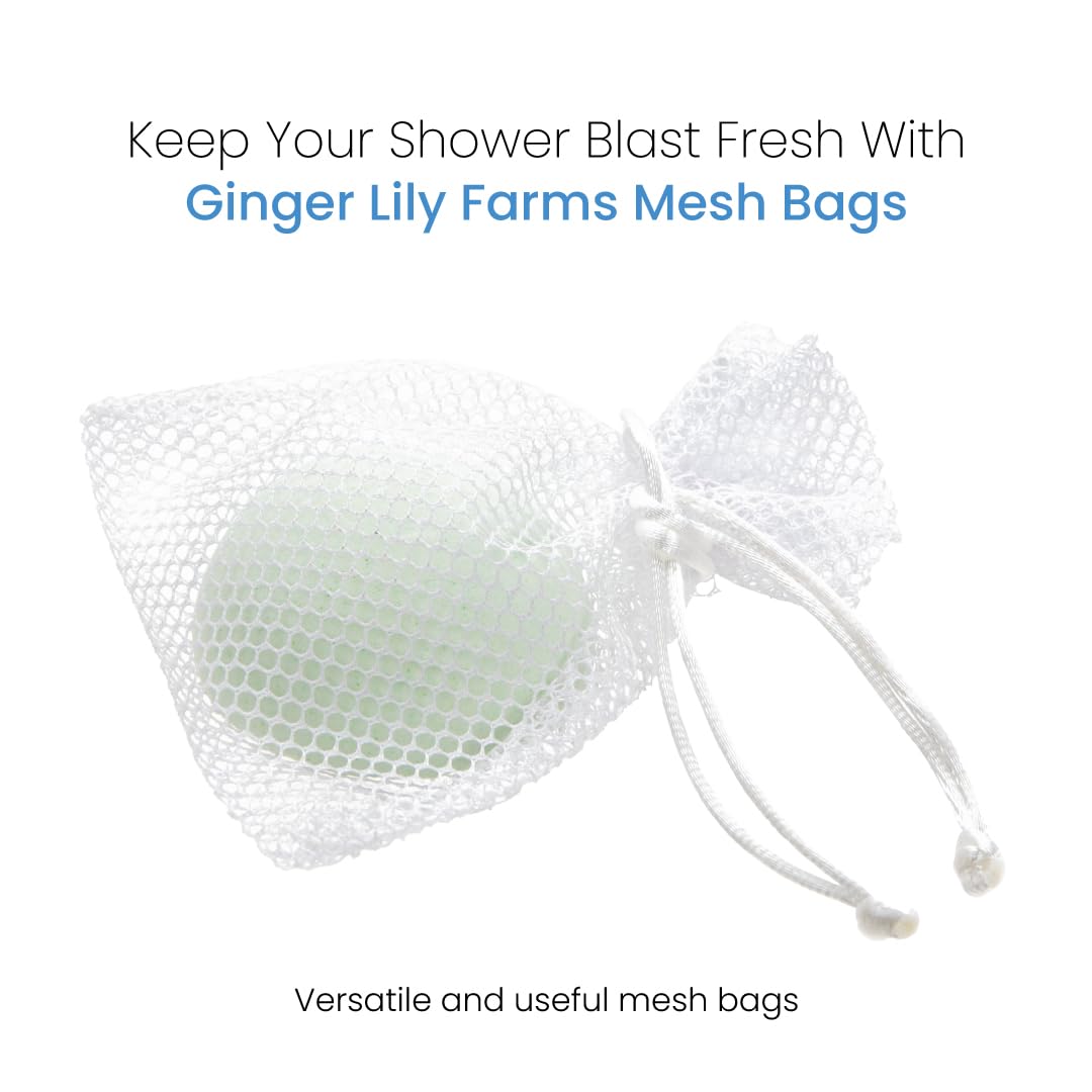 Mesh Bag for Shower Blast showing durable white mesh material