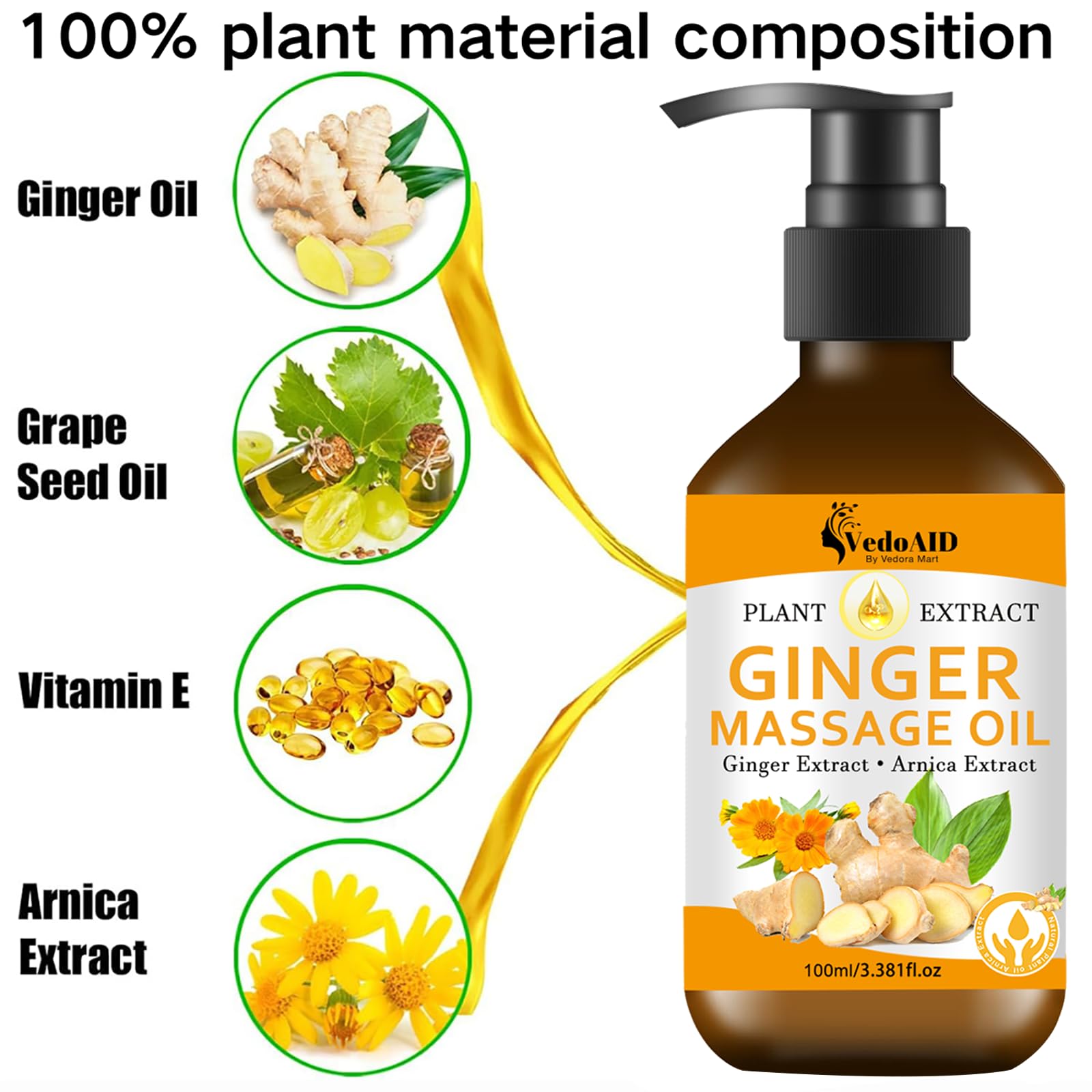 Grapeseed oil, ginger oil, and vitamin E in a spa blend