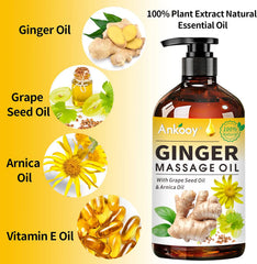 Three-pack ginger massage oil bottles – back label