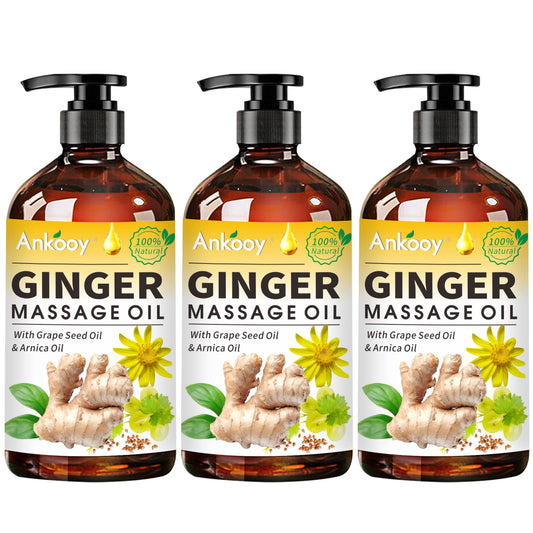 Three-pack ginger massage oil bottles – front view