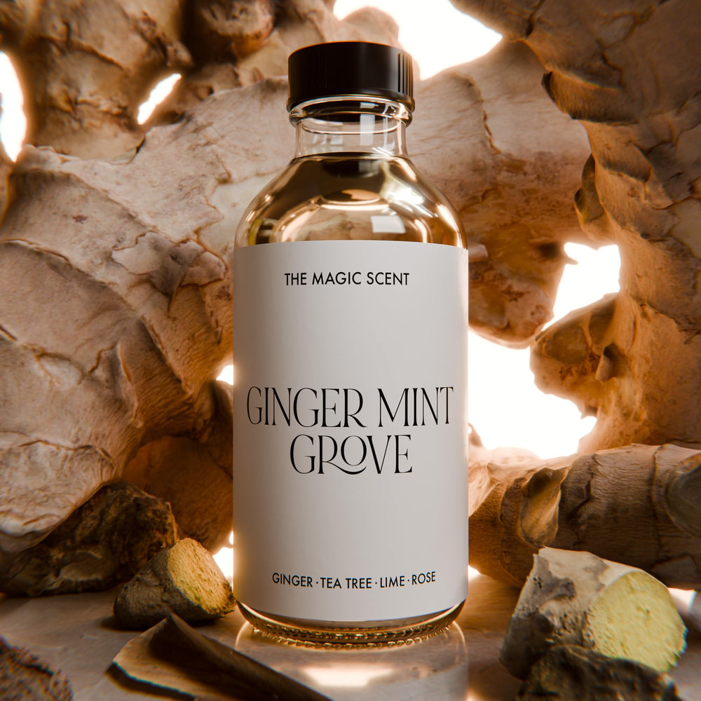 Ginger Mint Grove diffuser oil bottle with cap removed
