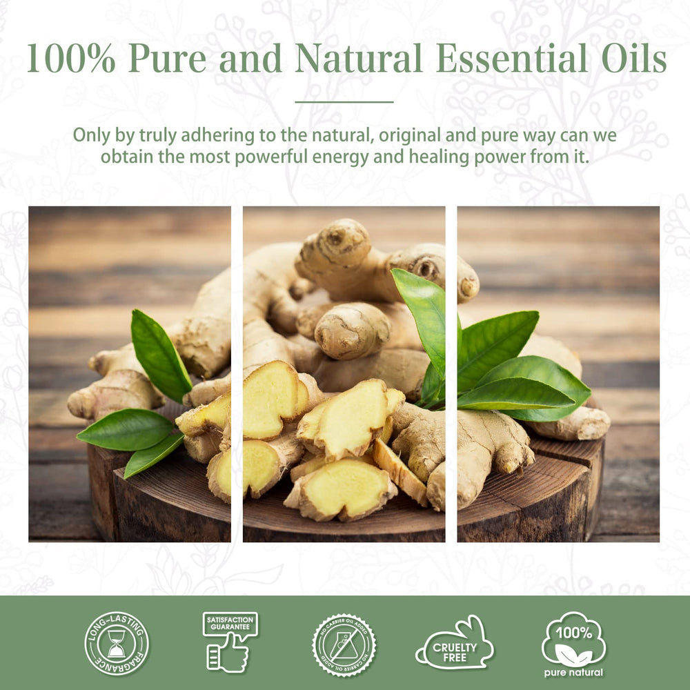 Amber glass bottle of Ginger essential oil with UV protection