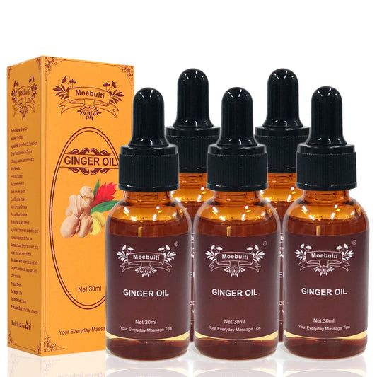 Five 30ml bottles of ginger oil in a pack