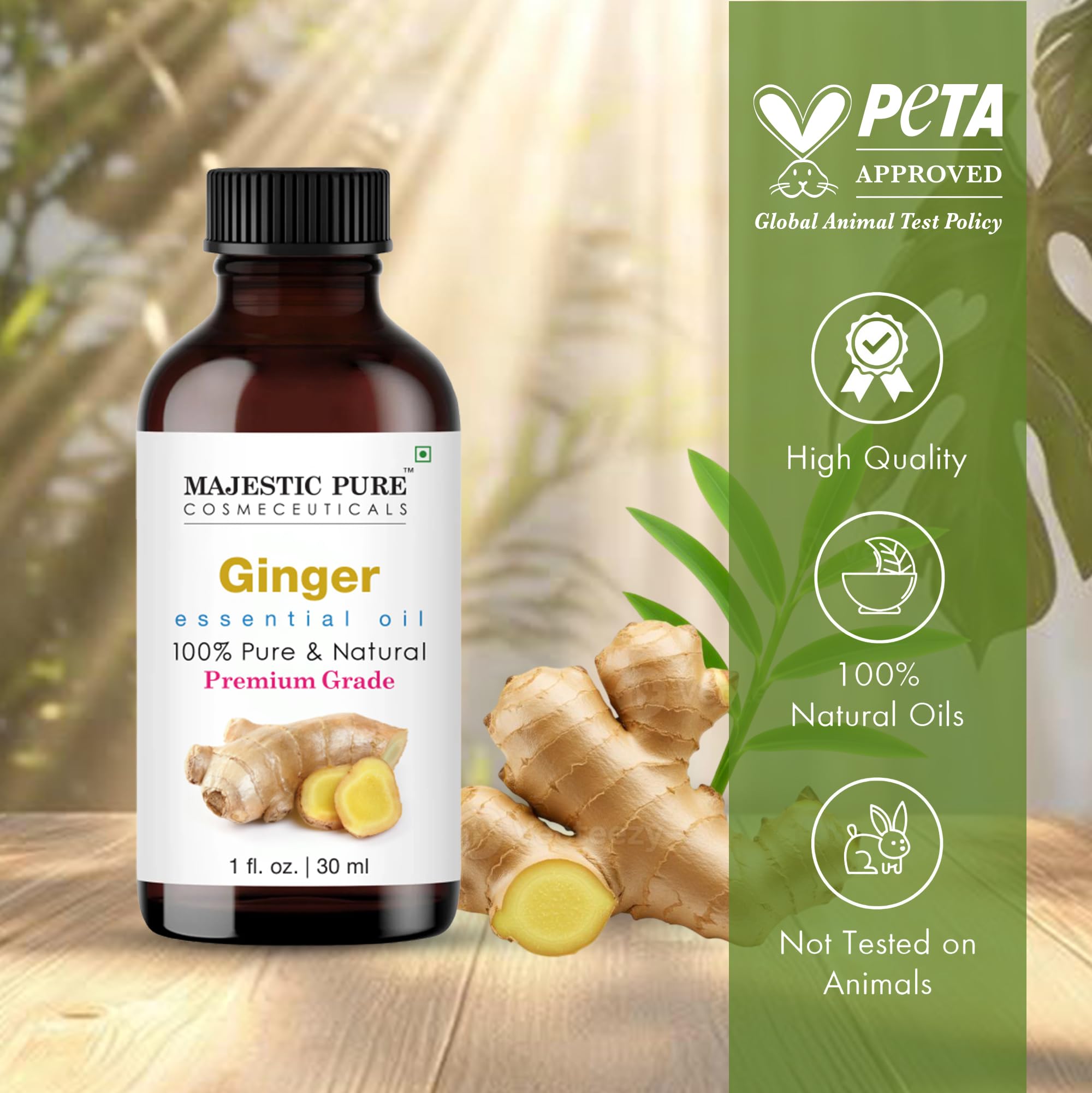 Ginger essential oil diffusing for aromatherapy