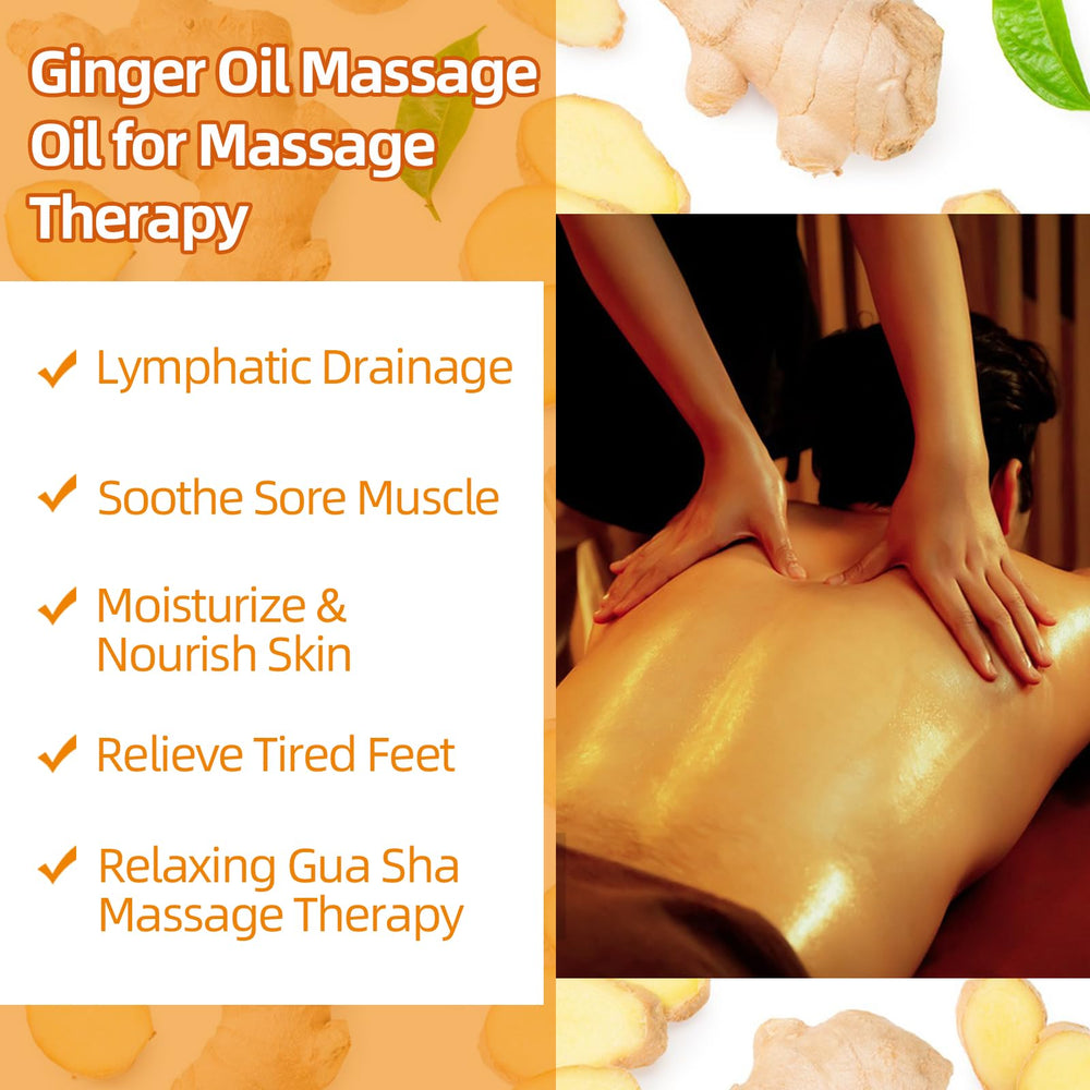 Ginger oil for lymphatic drainage being applied during massage
