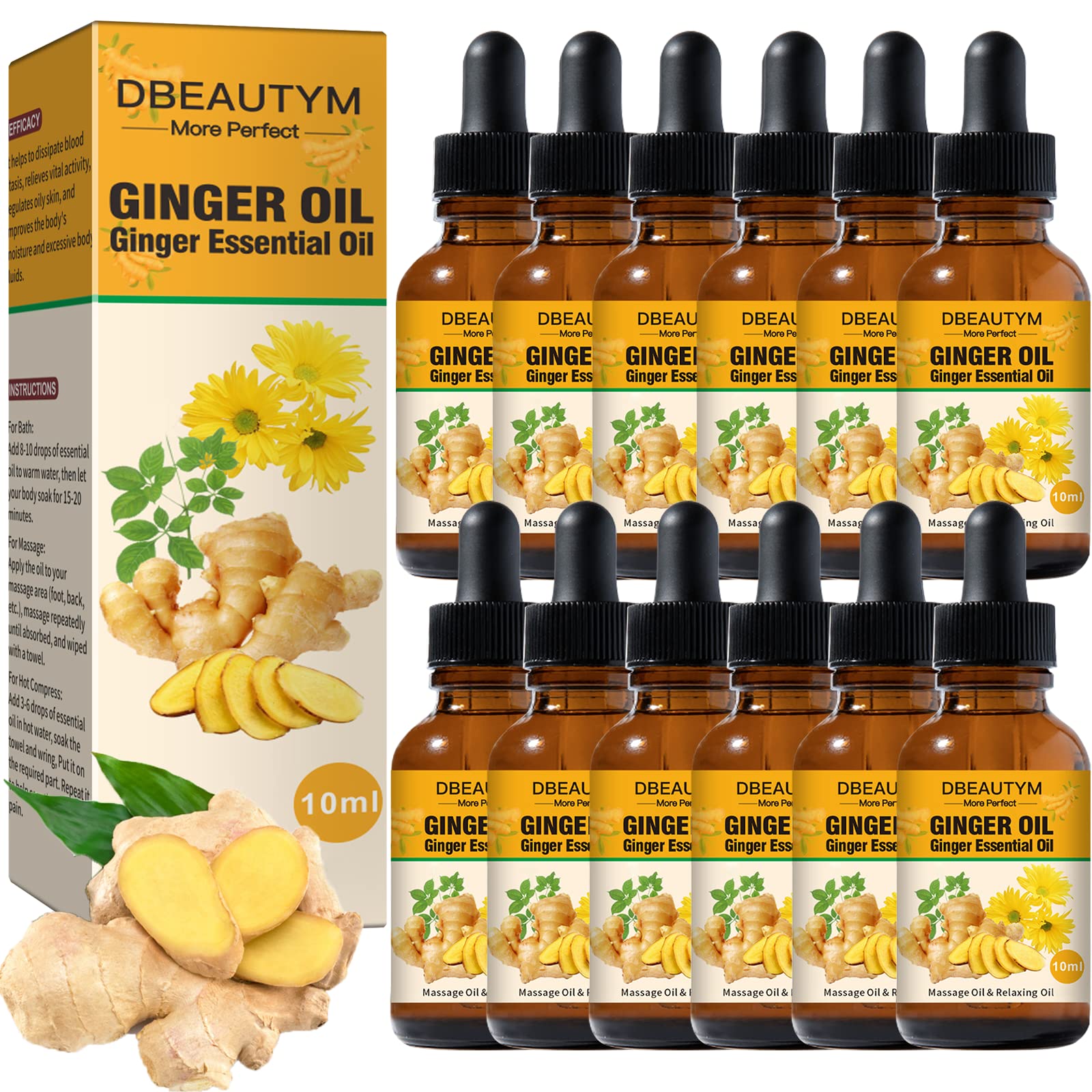 Ginger Oil Lymphatic Drainage Massage Oil bottle and packaging