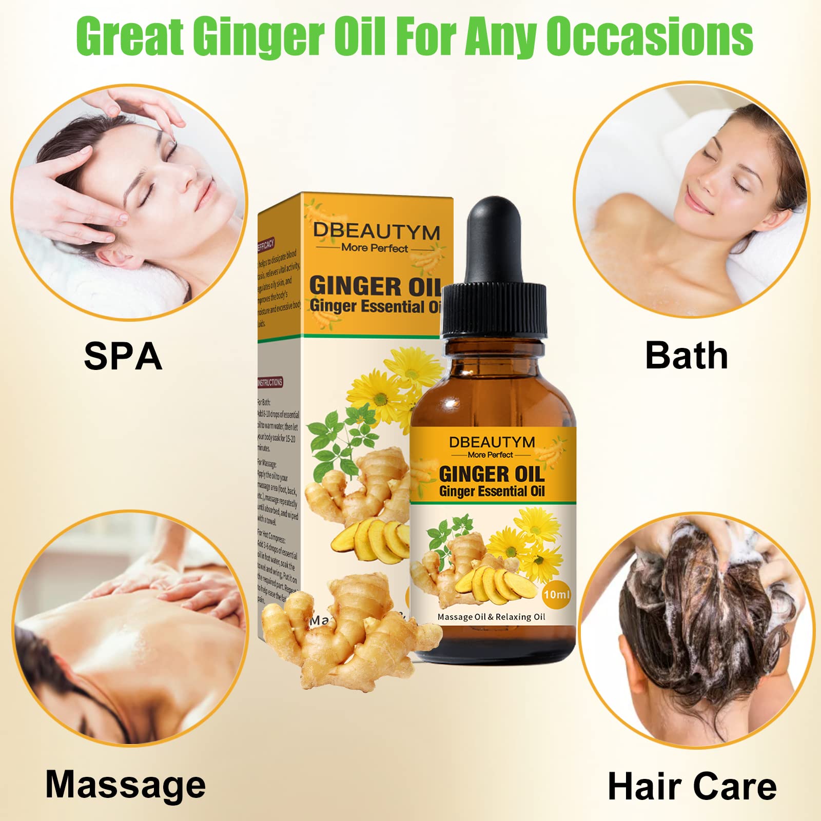 Massage setup at home with ginger oil in use